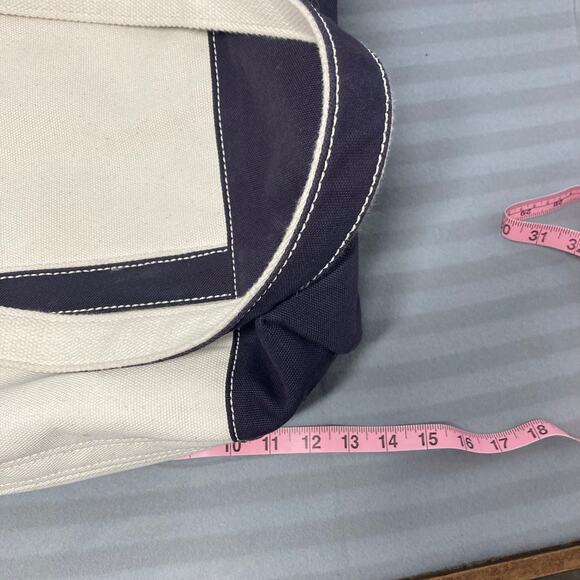 Lands End Canvas Tote Beige and Navy w/ letter "B" Good Condition. Pre-Owned - Picture 12 of 14